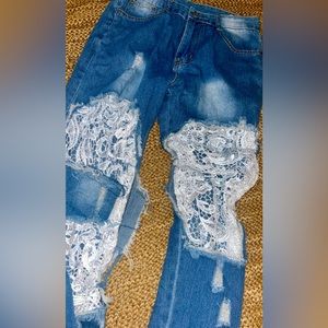 Women’s size: small jeans - distressed with lace